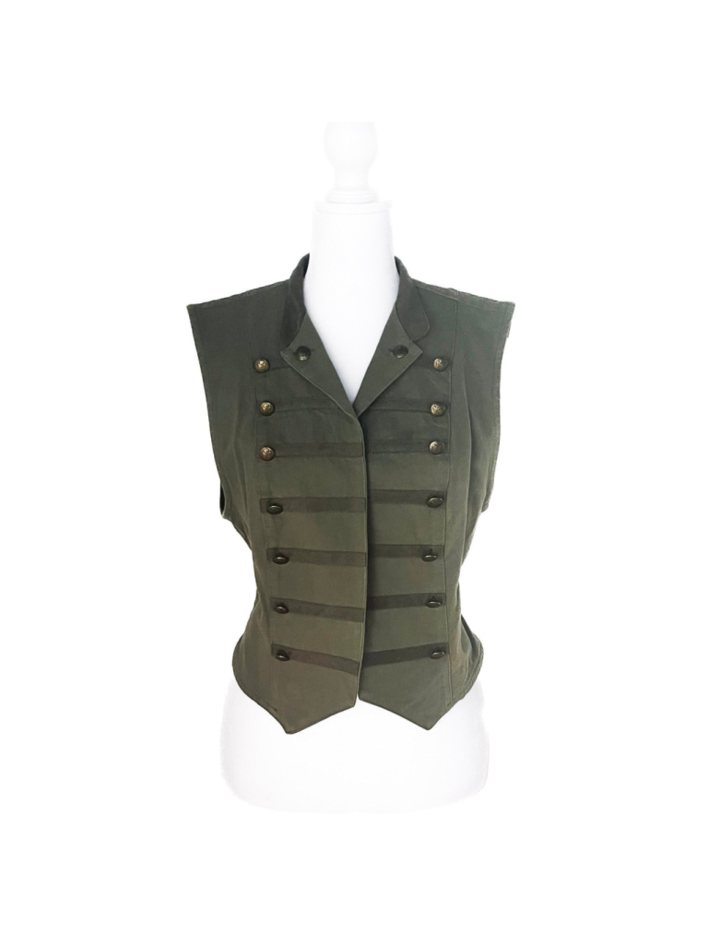 Vintage 90s Military Style Vest Army Green Crest Button Sz S Y2K USA